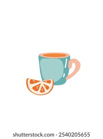 Taza de té con una rodaja de limón, aspecto acogedor y cálido, perfecto para la relajación
