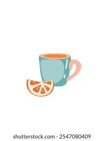 Cup of tea with a lemon slice, cozy and warm look, perfect for relaxation