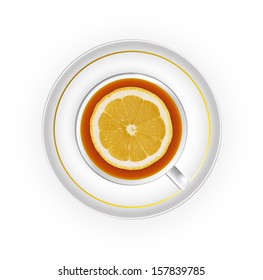 cup of tea with lemon view from above
