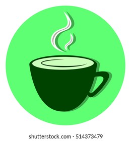 Cup with tea in light green circle