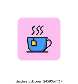 Cup of tea line icon. Tea bag, hot beverage, dish. Drink concept. Can be used for topics like coffee shop, cafe, English breakfast.