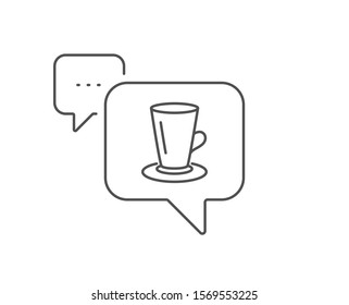 Cup of Tea line icon. Chat bubble design. Fresh beverage sign. Latte or Coffee symbol. Outline concept. Thin line teacup icon. Vector