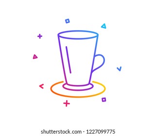Cup of Tea line icon. Fresh beverage sign. Latte or Coffee symbol. Gradient line button. Teacup icon design. Colorful geometric shapes. Vector