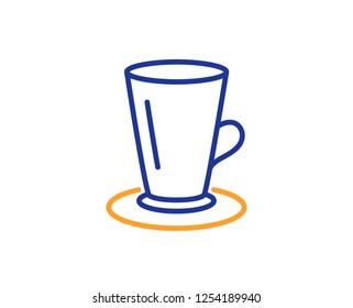 Cup of Tea line icon. Fresh beverage sign. Latte or Coffee symbol. Colorful outline concept. Blue and orange thin line color icon. Teacup Vector