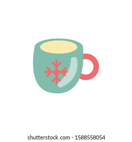 cup tea line icon green on red vector