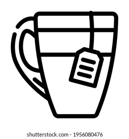 Tasse Teezeilensymbol, Vektorgrafik. Tasse Teezeichen. isoliertes Kontursymbol