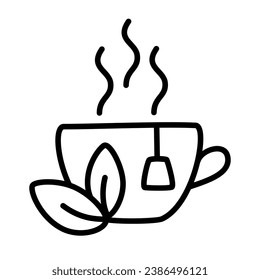 Icono de la copa de la línea de té. Ilustración vectorial aislada en el fondo blanco.