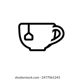 Cup of Tea line icon vector design template and illustration with editable stroke