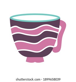 taza de té con líneas de diseño de ilustraciones vectoriales de diferentes colores
