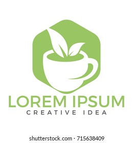 Cup of tea logo design. Healthy drink sign.