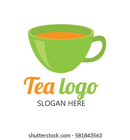 Cup of tea logo. Herbal drink logo design template