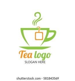 Cup of tea logo. Herbal drink logo design template