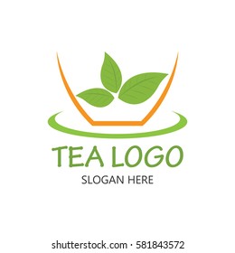 Cup of tea logo. Herbal drink logo design template