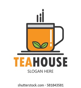 Cup of tea logo. Herbal drink logo design template