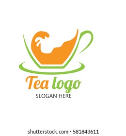 Cup of tea logo. Herbal drink logo design template