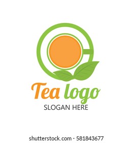Cup of tea logo. Herbal drink logo design template