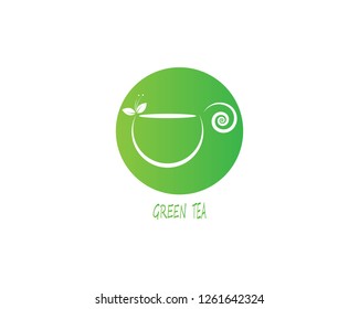 Cup of tea logo.Herbal drink logo design template - Vector
