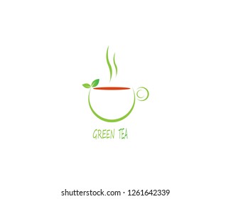 Cup of tea logo.Herbal drink logo design template - Vector