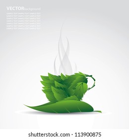 Cup of tea, made from leaves - vector illustration