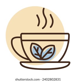 Cup of tea with mint leaves vector icon. Graph symbol for fitness and weight loss web site and apps design, logo, app, UI