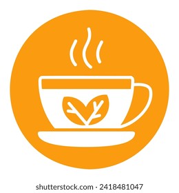 Cup of tea with mint leaves vector solid icon. Graph symbol for fitness and weight loss web site and apps design, logo, app, UI