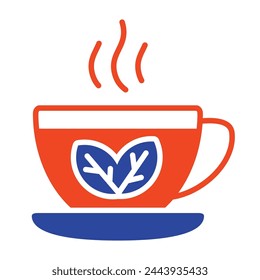 Cup of tea with mint leaves vector solid icon. Graph symbol for fitness and weight loss web site and apps design, logo, app, UI