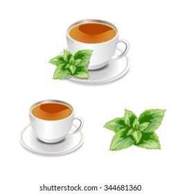 cup of tea.tea with mint.Vector illustration.