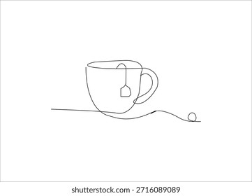 xícara de chá, uma arte de linha única