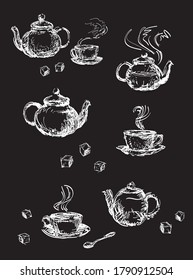 A cup of tea, the options of graphic solutions, logo, color, vector, illustration, isolation