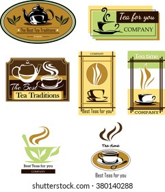 A cup of tea, the options of graphic solutions, logo, color, vector, illustration, isolation