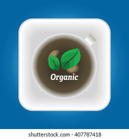 Cup of tea with organic logo template