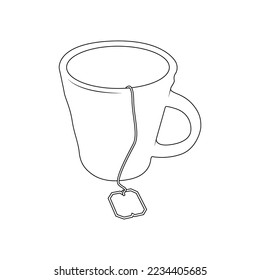 Cup of Tea Outline Icon Illustration on White Background