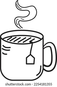 A cup of tea. outline vector line art illustration.