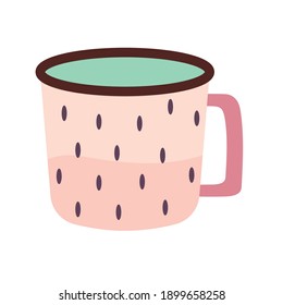 cup of tea with a pink color and dark dots vector illustration design