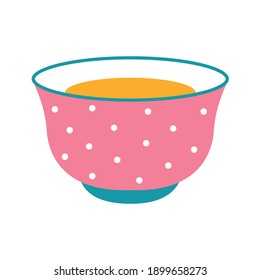 taza de té con un color rosa y puntos de diseño de ilustración vectorial