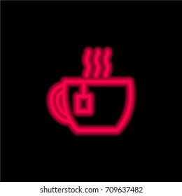 Cup of Tea red glowing neon ui ux icon. Glowing sign logo vector