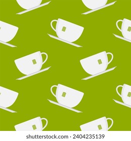 cup of tea seamless pattern vector illustration. tea cup engraving seamless pattern on light background. Vintage hand drawn bages set. Illustration for menu, ads