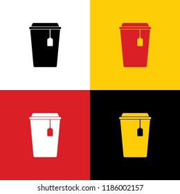 Cup with tea sign. Vector. Icons of german flag on corresponding colors as background.