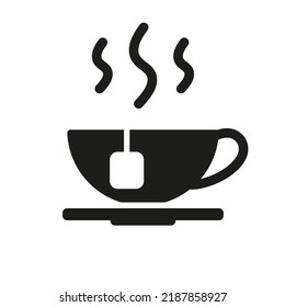 Cup with tea, silhouette icon, tea vector cut silhouette for social media.