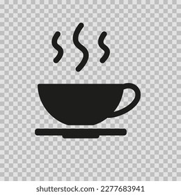 Cup with tea, silhouette symbol, vector cut glyph, tea sign on transparent background.