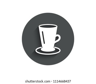 Cup of Tea simple icon. Fresh beverage sign. Latte or Coffee symbol. Circle flat button with shadow. Vector
