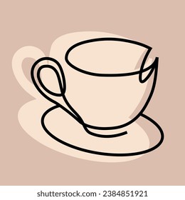 cup of tea single line pink taupe