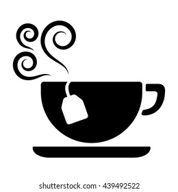 cup of tea with steam black imple icon
