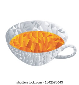 A cup of tea, steam. Polygonal style. Bright positive vector illustration.