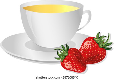 cup of tea and succulent strawberries