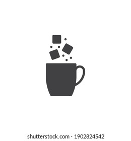 Cup of tea and sugar cubes vector icon. filled flat sign for mobile concept and web design. Coffee cup and sugar glyph icon. Symbol, logo illustration. Vector graphics