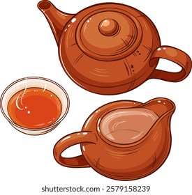 cup of tea and  teapot isolated