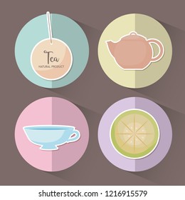 cup tea with teapot and lemon tea