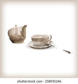 cup of tea teapot vector