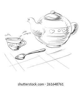 cup of tea teaspoon vector